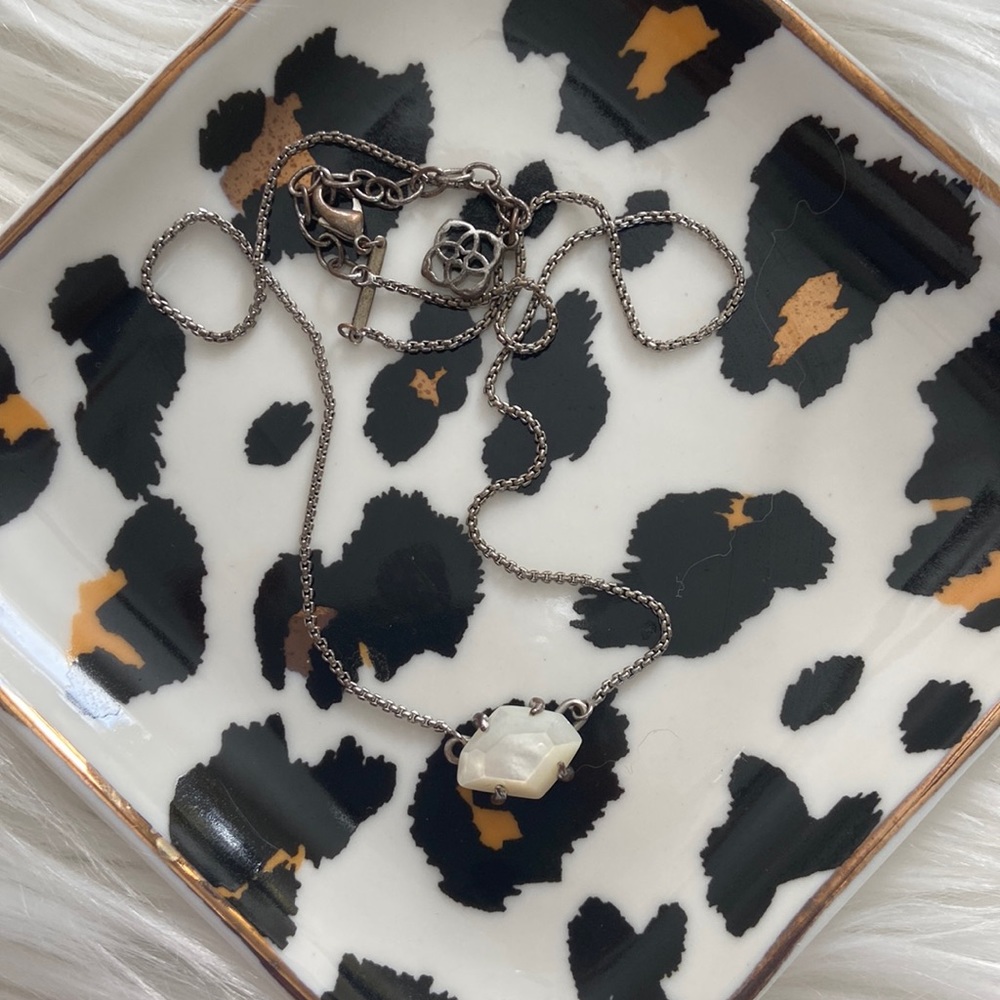 Kendra Scott necklace with silver chain and white stone